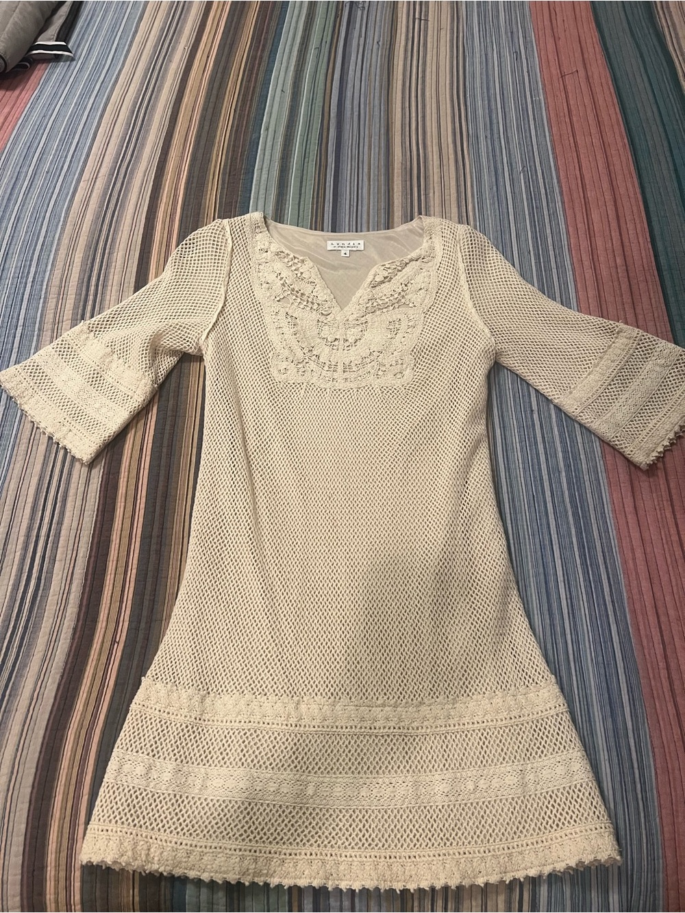 Lyndia by Lyndia Procanik Crochet Lace Boho Tunic Dress Size 4